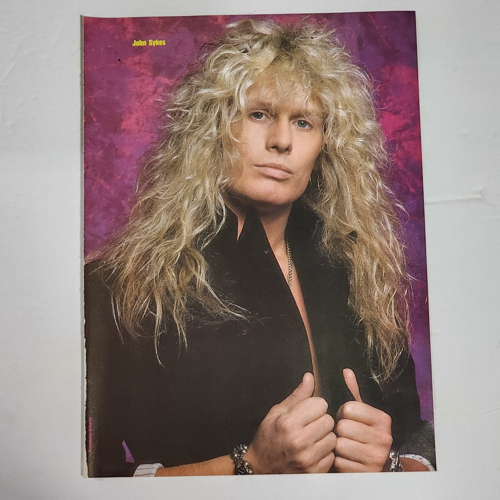 John Sykes headshot hair band color pinup poster clipping vintage 80s 8x10